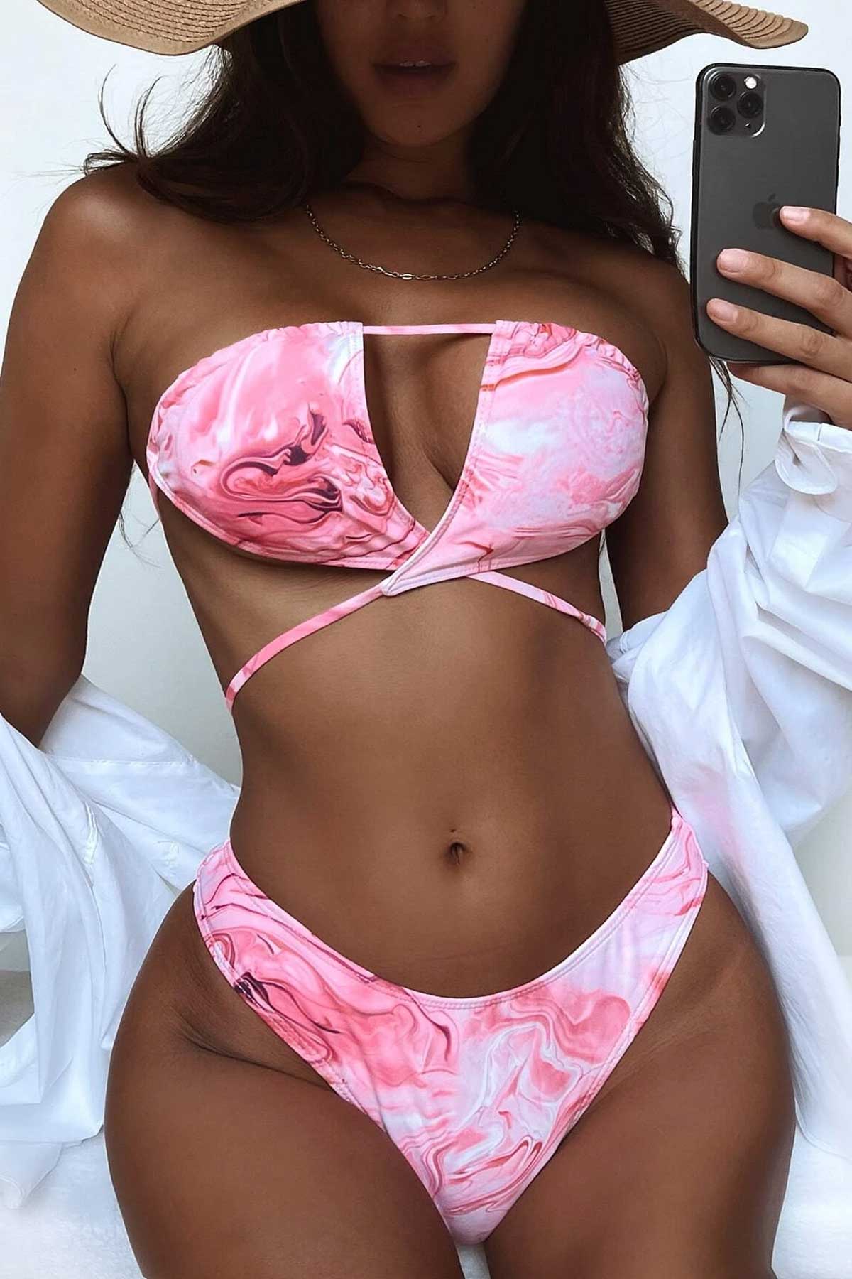 Shein bikini con patrón abstracto Vezia