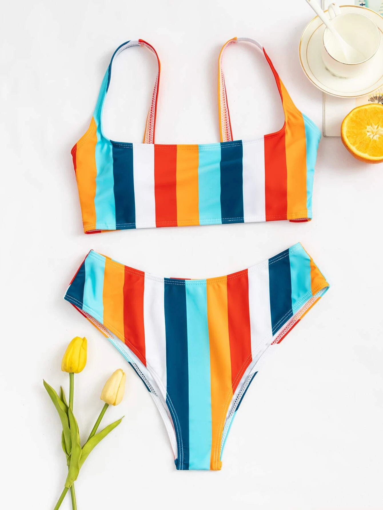 Shein bikini de rayas de colores Vezia